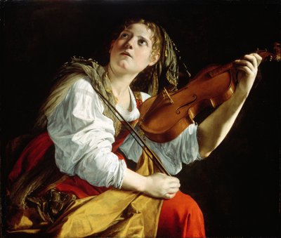 Jovem mulher com um violino, c.1612 de Orazio Gentileschi